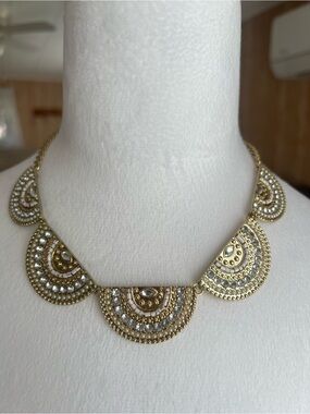 Icing Gold-Tone Crystal Fan Pendant Necklace